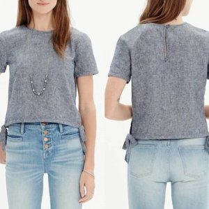Madewell Women's Chambray Side-tie Crop Tee Shirt - Size Small